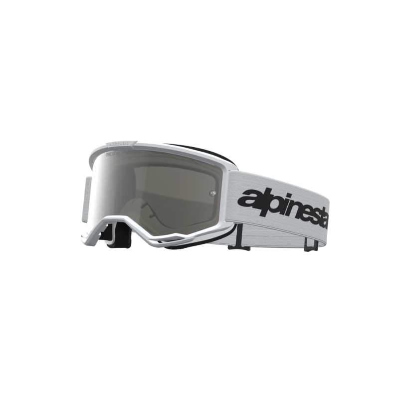 Masque Alpinestars Vision 3 Wordmark blanc | écran miroir argent