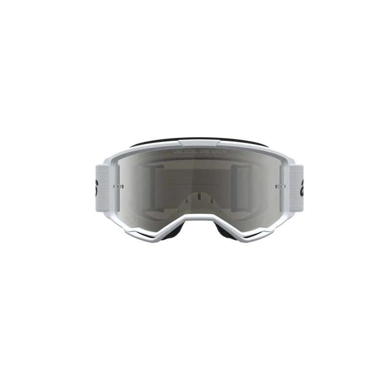 Masque Alpinestars Vision 3 Wordmark blanc | écran miroir argent
