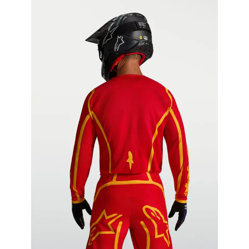 Maglia Alpinestars Fluid Apex V2 Fire Red Gold