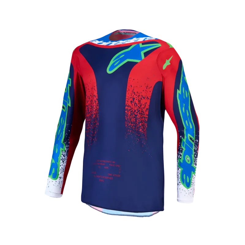 Maglia Alpinestars Fluid Drag Blue Navy Fire Red White