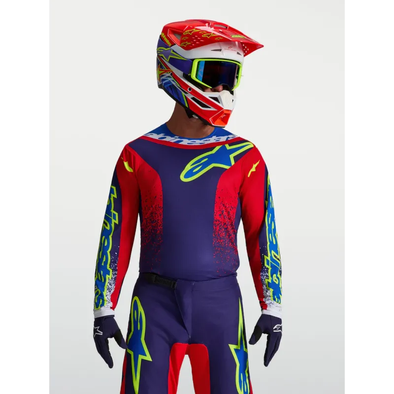 Maillot Alpinestars Fluid Drag Blue Navy Fire Red White
