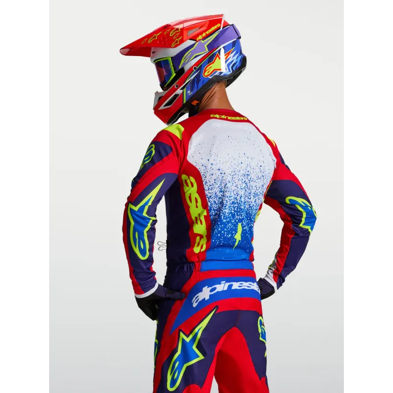 Maglia Alpinestars Fluid Drag Blue Navy Fire Red White