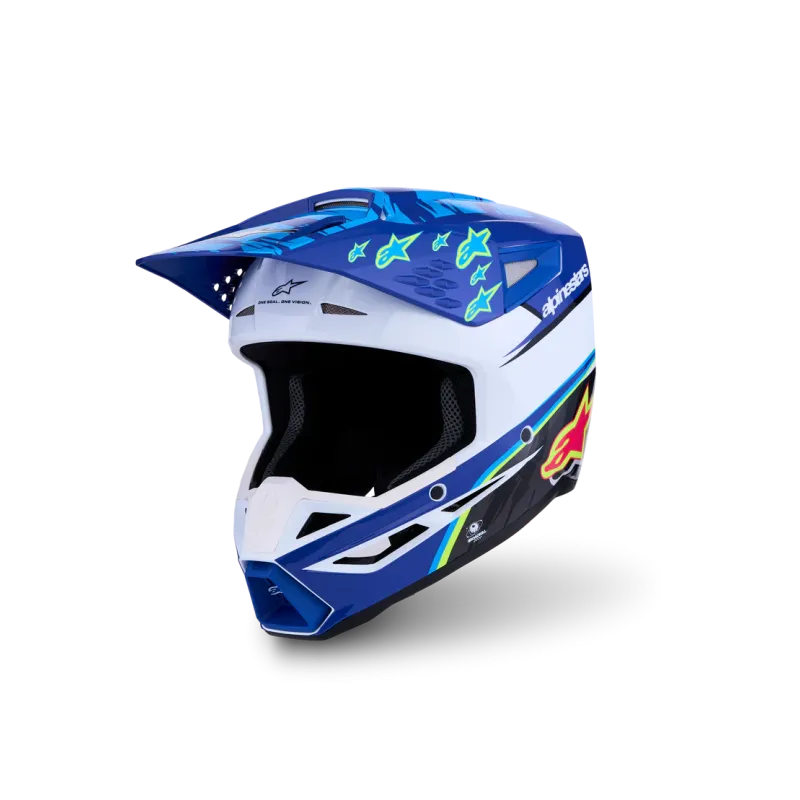 Casque Alpinestars SM3 Falcon Blue Wh Blk Pink Fl Yl Fl Gl