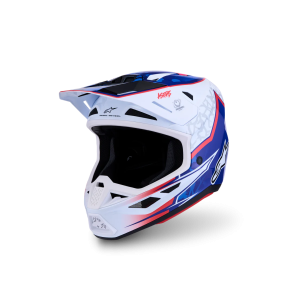 Casque Alpinestars SM7 Blaster White Blue Red Glossy