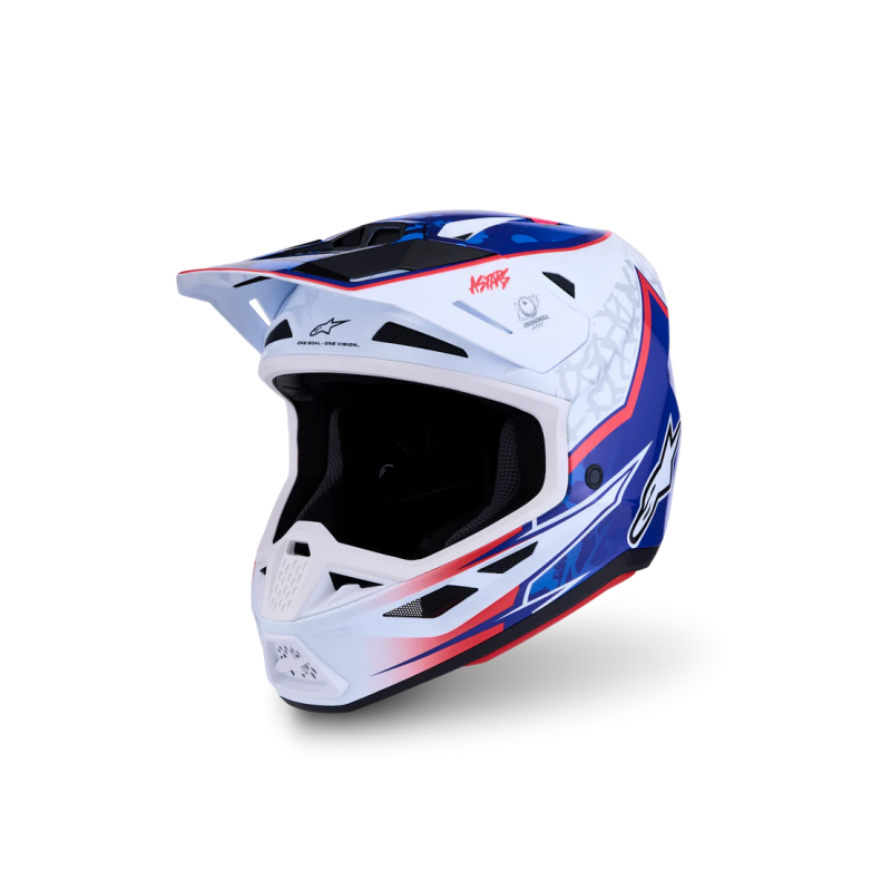 Casco Alpinestars SM7 Blaster White Blue Red Glossy