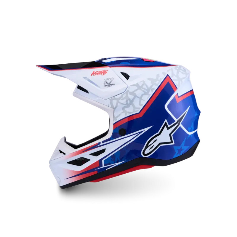 Helm Alpinestars SM7 Blaster White Blue Red Glossy