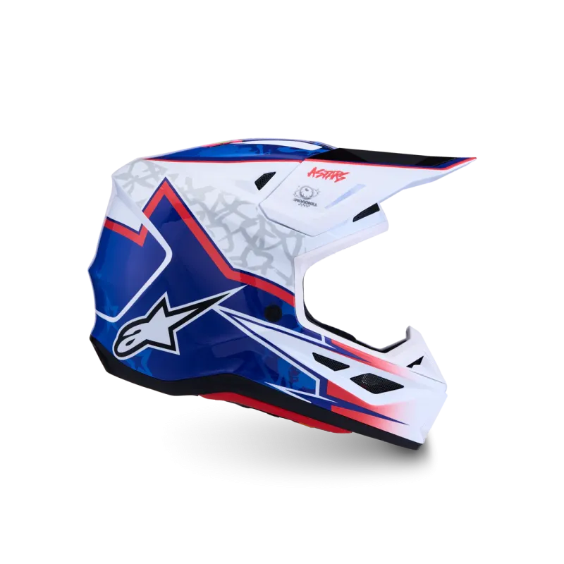Helm Alpinestars SM7 Blaster White Blue Red Glossy