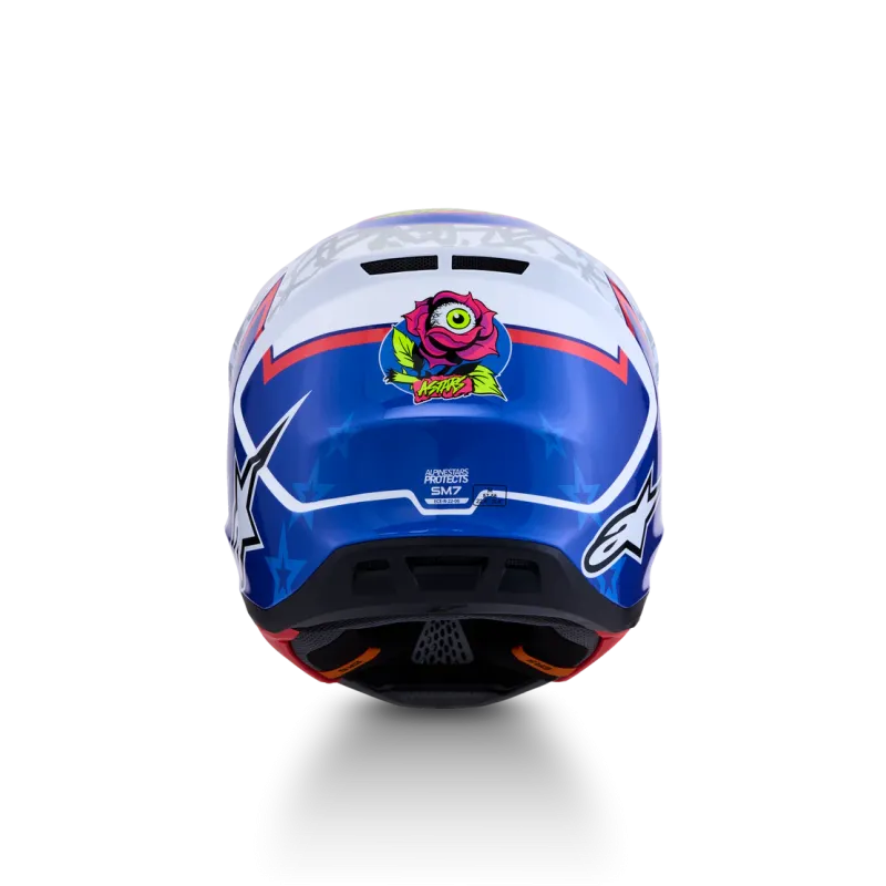 Helm Alpinestars SM7 Blaster White Blue Red Glossy