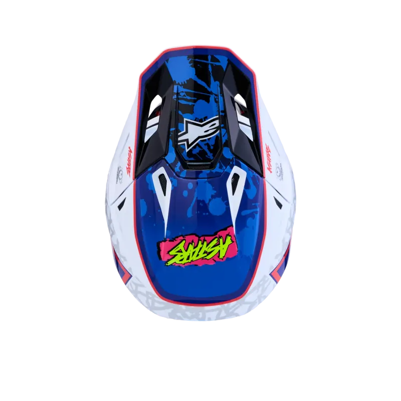 Helm Alpinestars SM7 Blaster White Blue Red Glossy