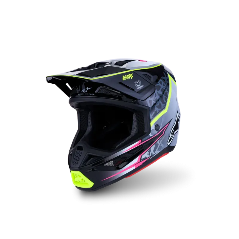 Casco Alpinestars SM7 Blaster Black Gray Wh Yellow Fluo Glsy