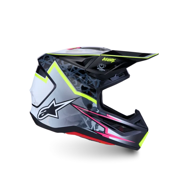 Casco Alpinestars SM7 Blaster Black Gray Wh Yellow Fluo Glsy