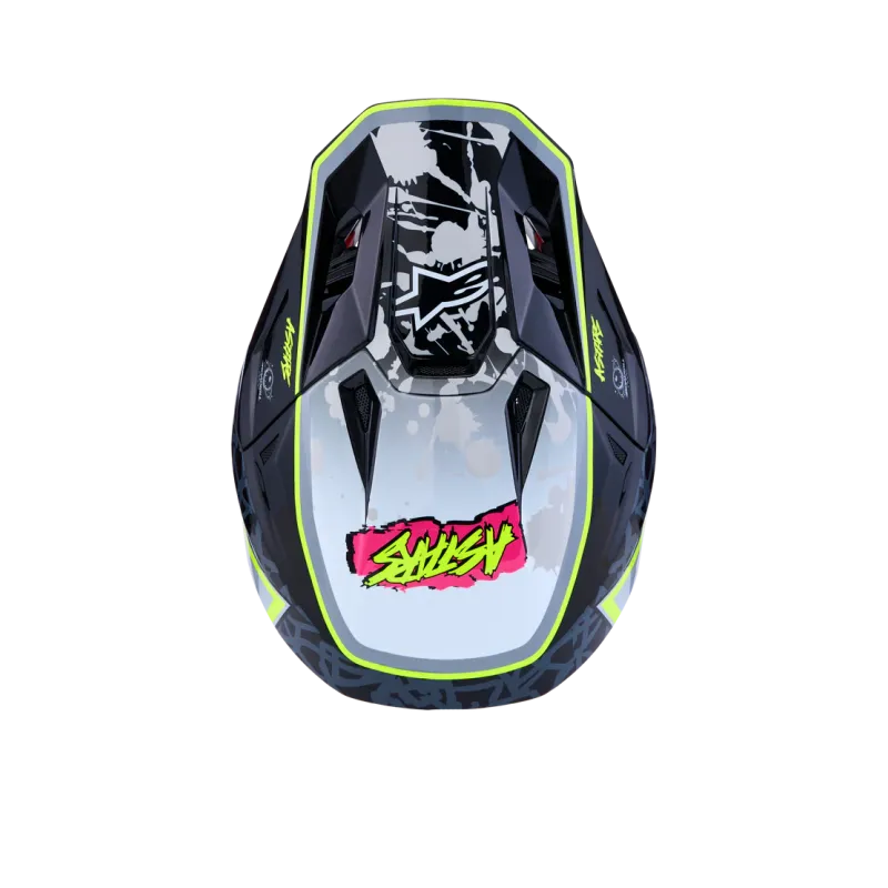 Casco Alpinestars SM7 Blaster Black Gray Wh Yellow Fluo Glsy