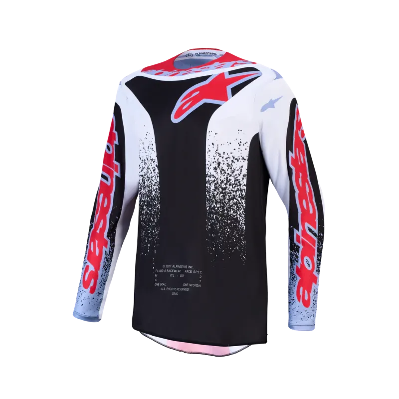 Maglia Alpinestars Fluid Drag Blk White Light Blue Red Fluo