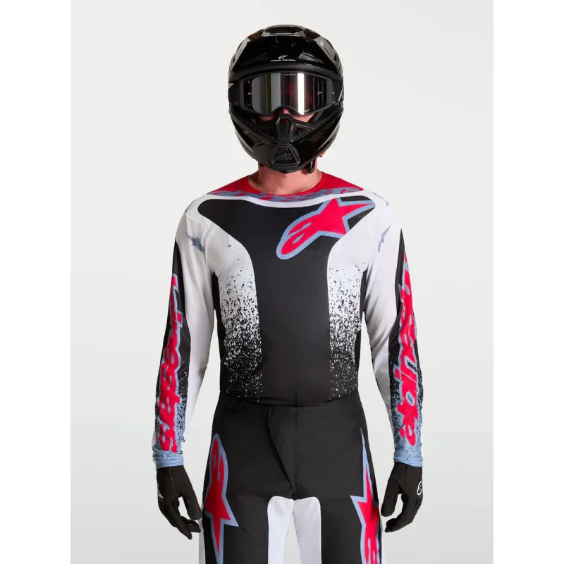 Maglia Alpinestars Fluid Drag Blk White Light Blue Red Fluo