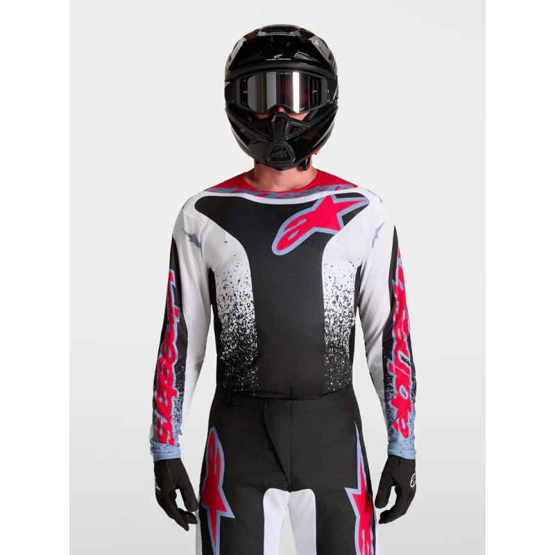 Maillot Alpinestars Fluid Drag Blk White Light Blue Red Fluo