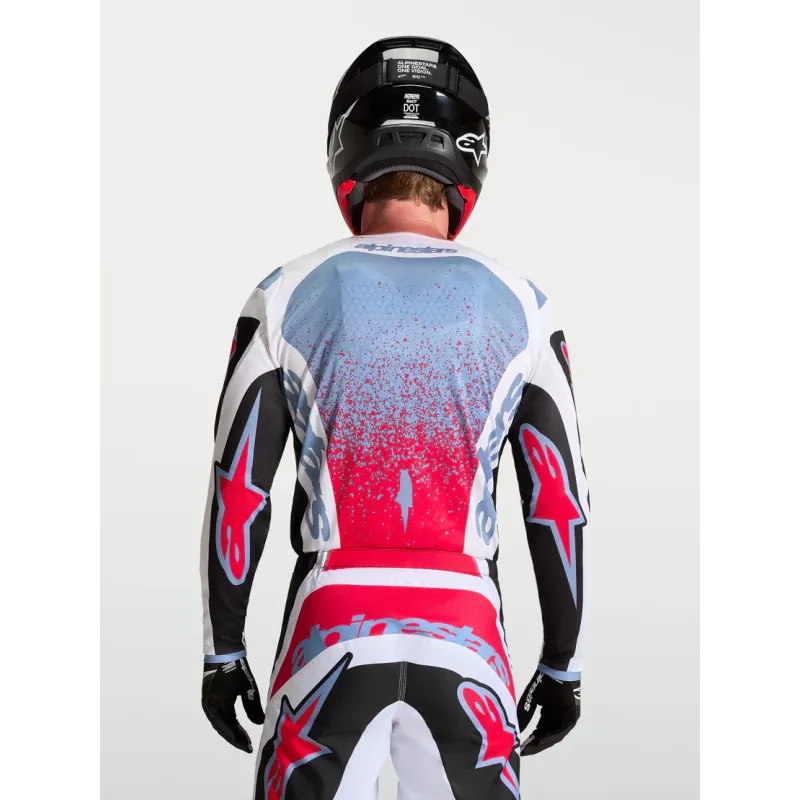 Maglia Alpinestars Fluid Drag Blk White Light Blue Red Fluo