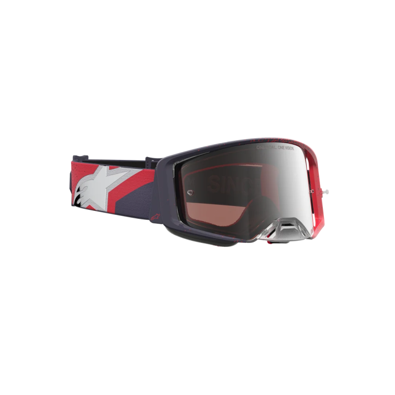 Maschera Motocross Alpinestars Supertech Hiten Black Red Mirror Silver