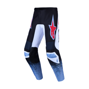 Pantalon Cross Alpinestars Fluid Drag Blk White Light Blue Red Fluo