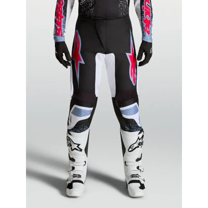 Pantalone Alpinestars Fluid Drag Blk White Light Blue Red Fluo