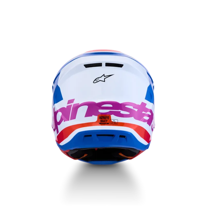 Helmet Alpinestars SM7 CORE White Blue Orange Pink Glossy