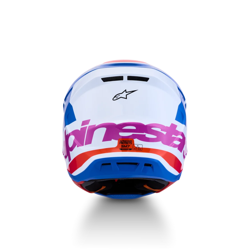 Casque Alpinestars SM7 CORE White Blue Orange Pink Glossy
