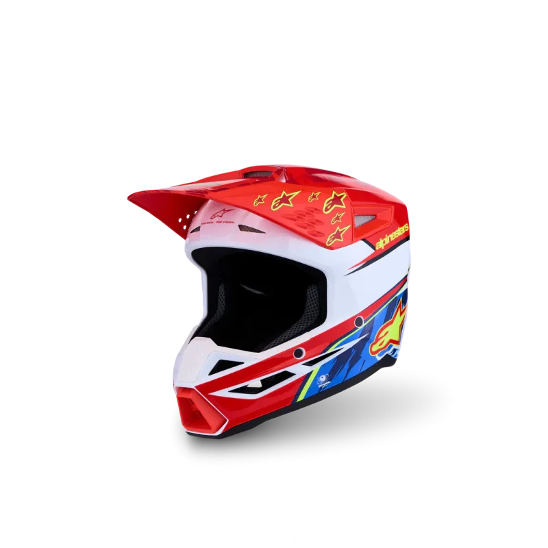 Casque youth Alpinestars SM3 Falcon Red Fl White Blue Yl Fl Gl