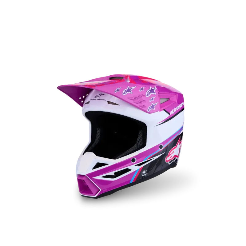 Casque youth Alpinestars SM3 Falcon Purple White Black Pink Fl Gl