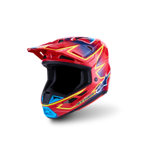 Helm Alpinestars SM7 Cast Red Yellow Fluo Blue Glossy