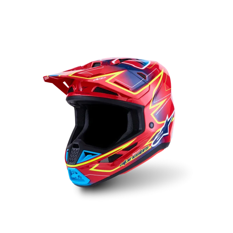 Helm Alpinestars SM7 Cast Red Yellow Fluo Blue Glossy
