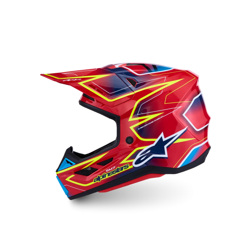 Casco Alpinestars SM7 Cast Red Yellow Fluo Blue Glossy
