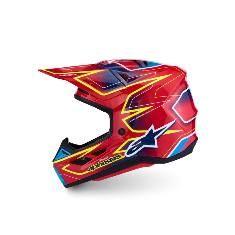Helmet Alpinestars SM7 Cast Red Yellow Fluo Blue Glossy