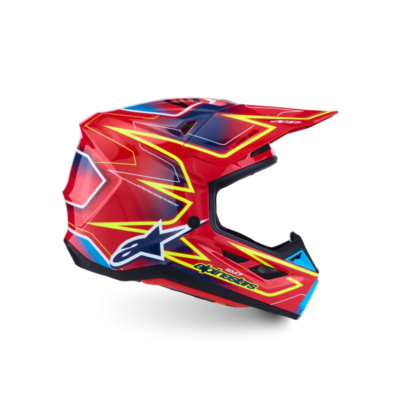 Helmet Alpinestars SM7 Cast Red Yellow Fluo Blue Glossy