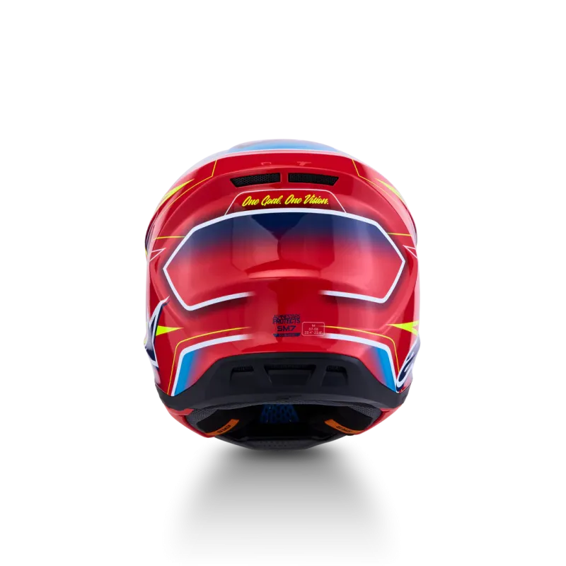 Helmet Alpinestars SM7 Cast Red Yellow Fluo Blue Glossy