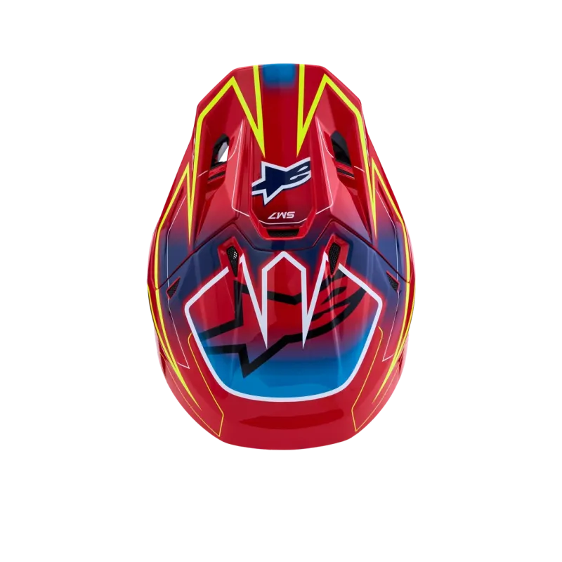 Helmet Alpinestars SM7 Cast Red Yellow Fluo Blue Glossy