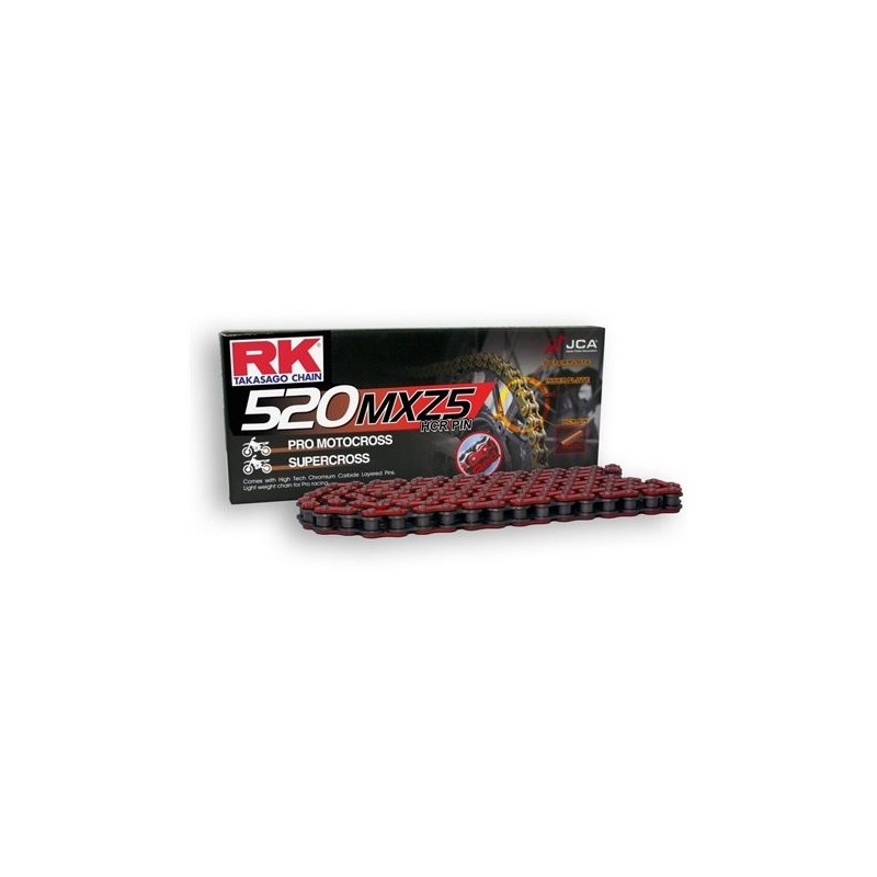 Chaîne RK MXZ5 Cross Enduro Motard rouge 120 maillons pas 520