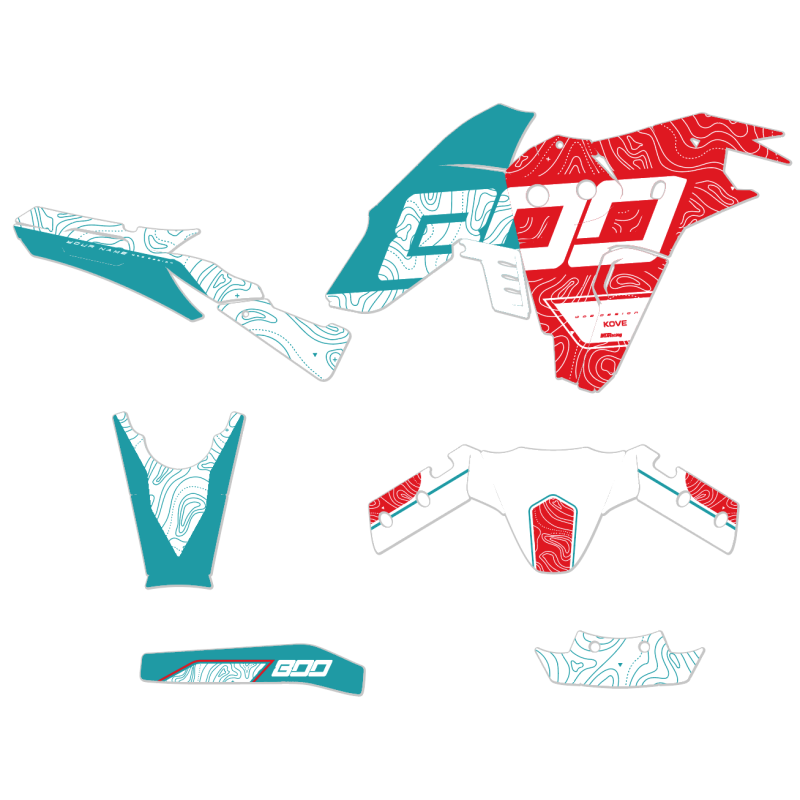 Kit grafiche “Line Teal Red” Kove 800