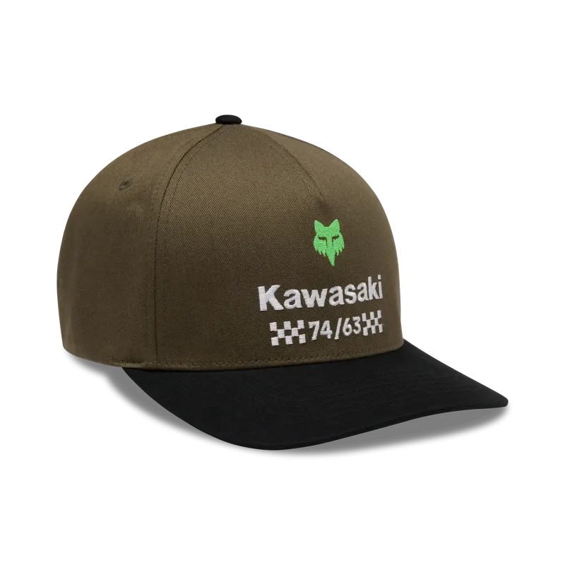 FOX Kawasaki Flexfit Hat Olive Green