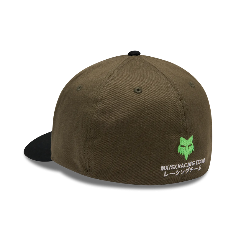 Casquette FOX Kawasaki Flexfit vert olive