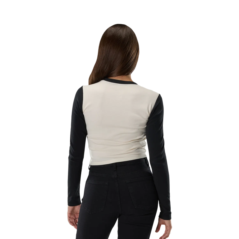 FOX Woman Coldpress Rib Long Sleeve Pearl White