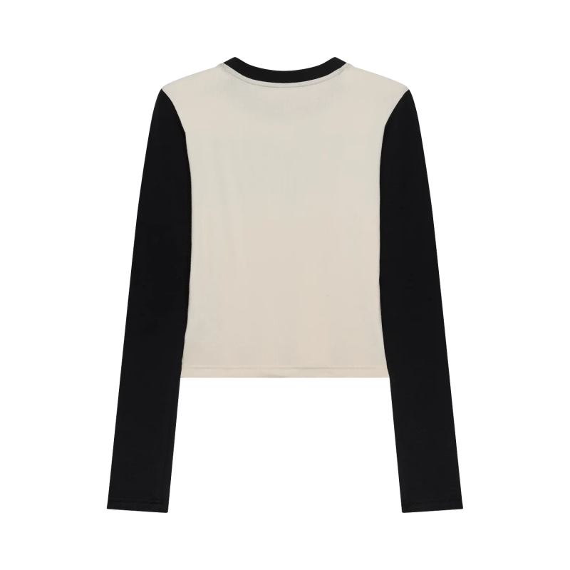 FOX Woman Coldpress Rib Long Sleeve Pearl White