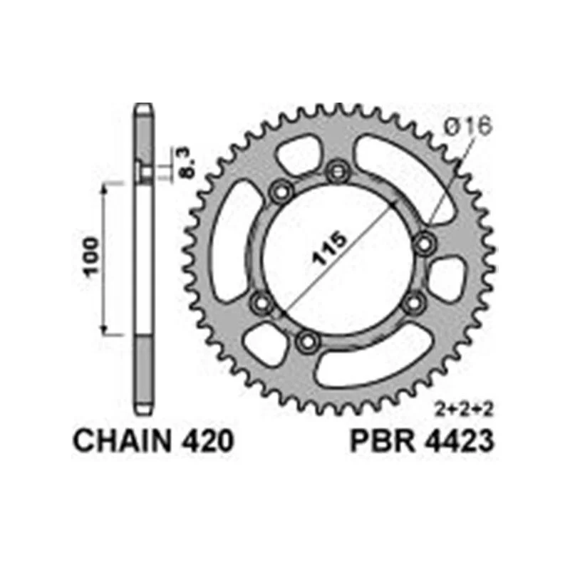 Rear Sproket Fantic Black 420 58 Teeth CORFANTICPS420 PBR Zahnkrank